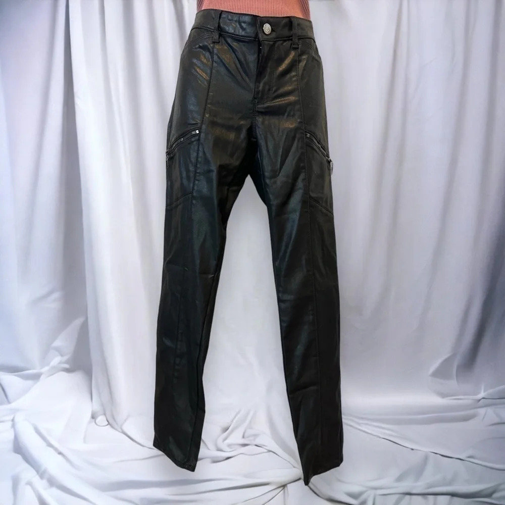 White House black market coated black moto skinny jean size 6 - Picture 3 of 10